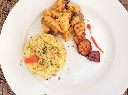 Ghana Coconut Rice, plantain, and Beef 